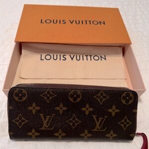 Authentic Louis Vuitton Clemence wallet with box and dust bag.